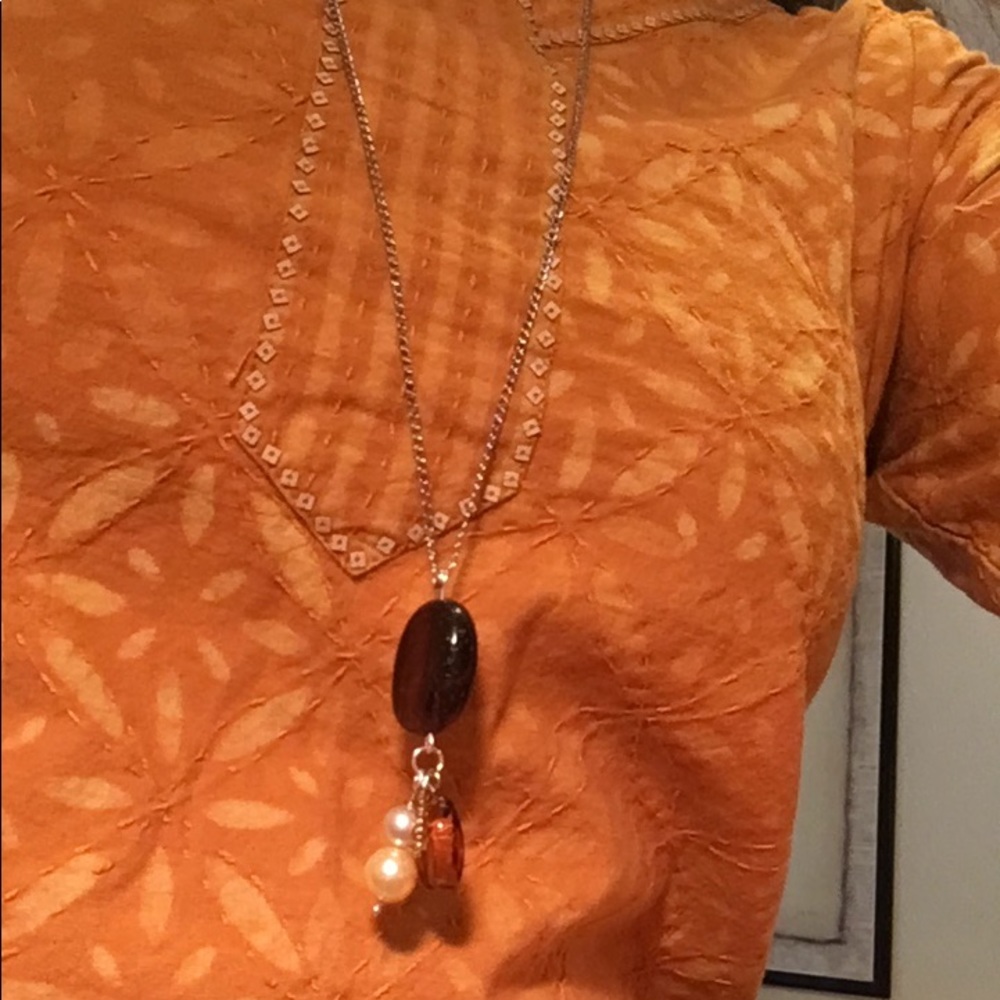 Boho stone and glass pendant BOGO